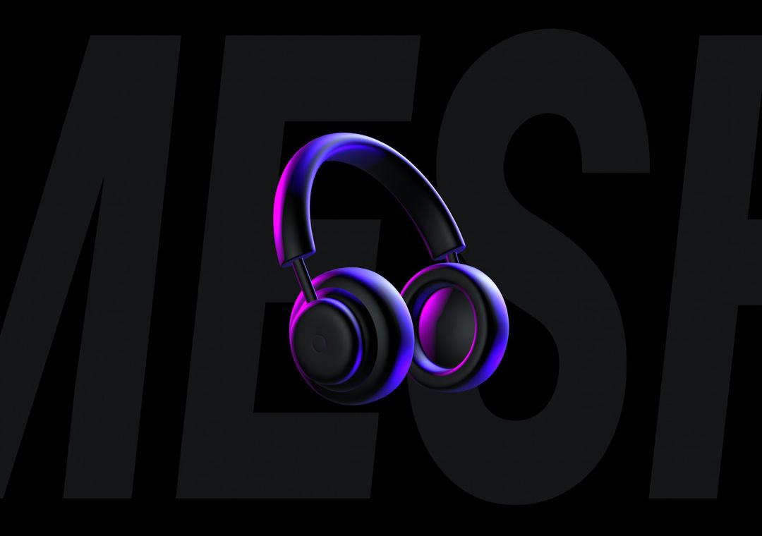NEON headphones - 3D illustrations, mockups and icons