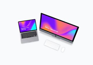 iMac mockup scene - 3D illustrations, mockups and icons