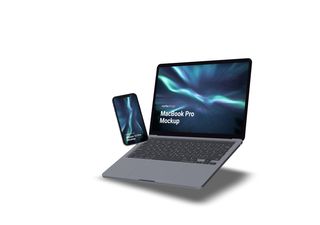 MacBook mockup scene - 3D illustrations, mockups and icons
