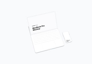 MacBook mockup scene - 3D illustrations, mockups and icons