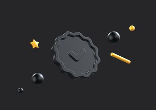Gray & yellow verified scene - 3D illustrations, mockups and icons