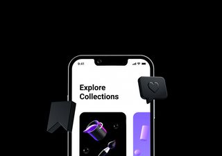 Bookmark & Like Black - 3D illustrations, mockups and icons
