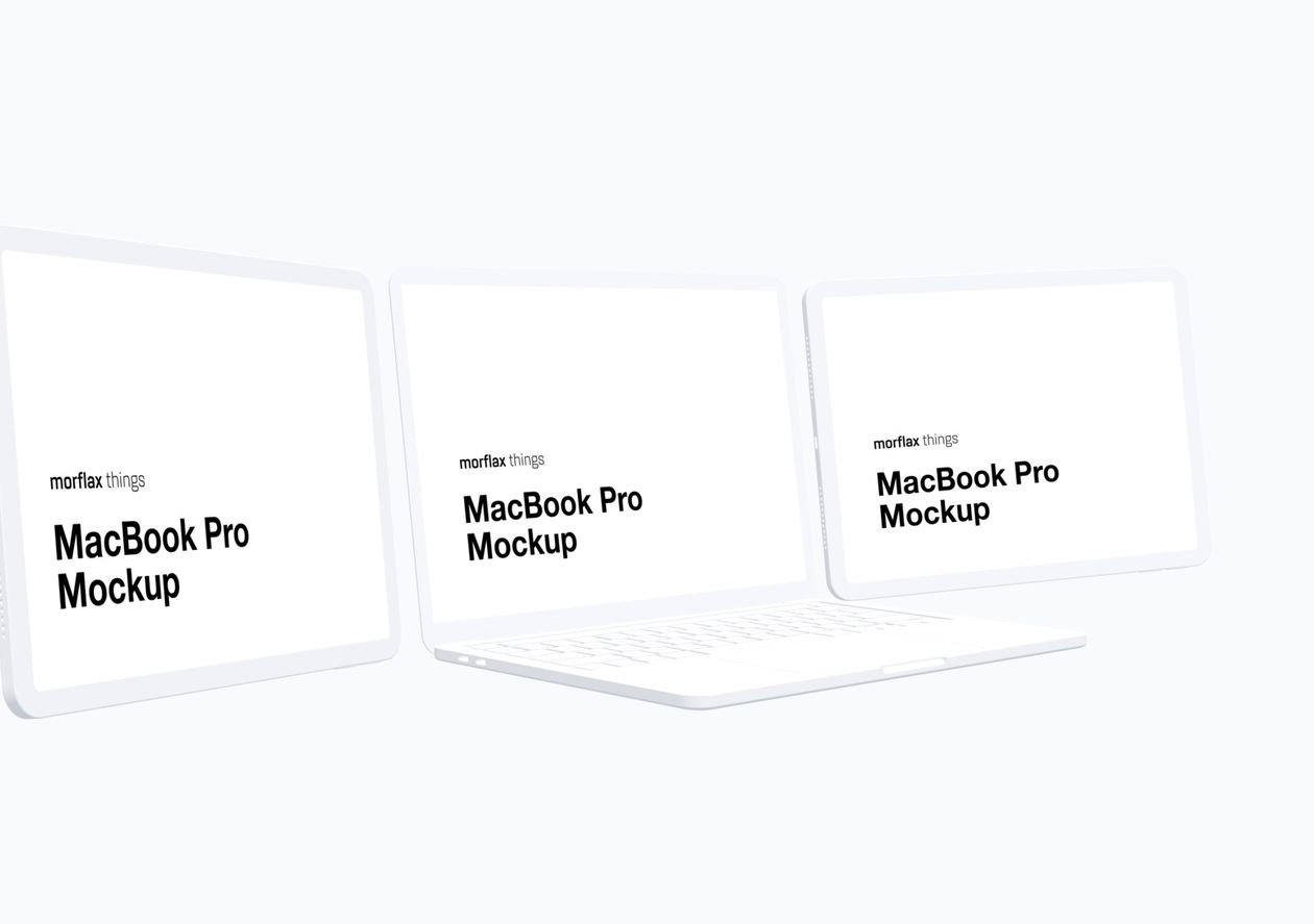 MacBook mockup scene - 3D illustrations, mockups and icons