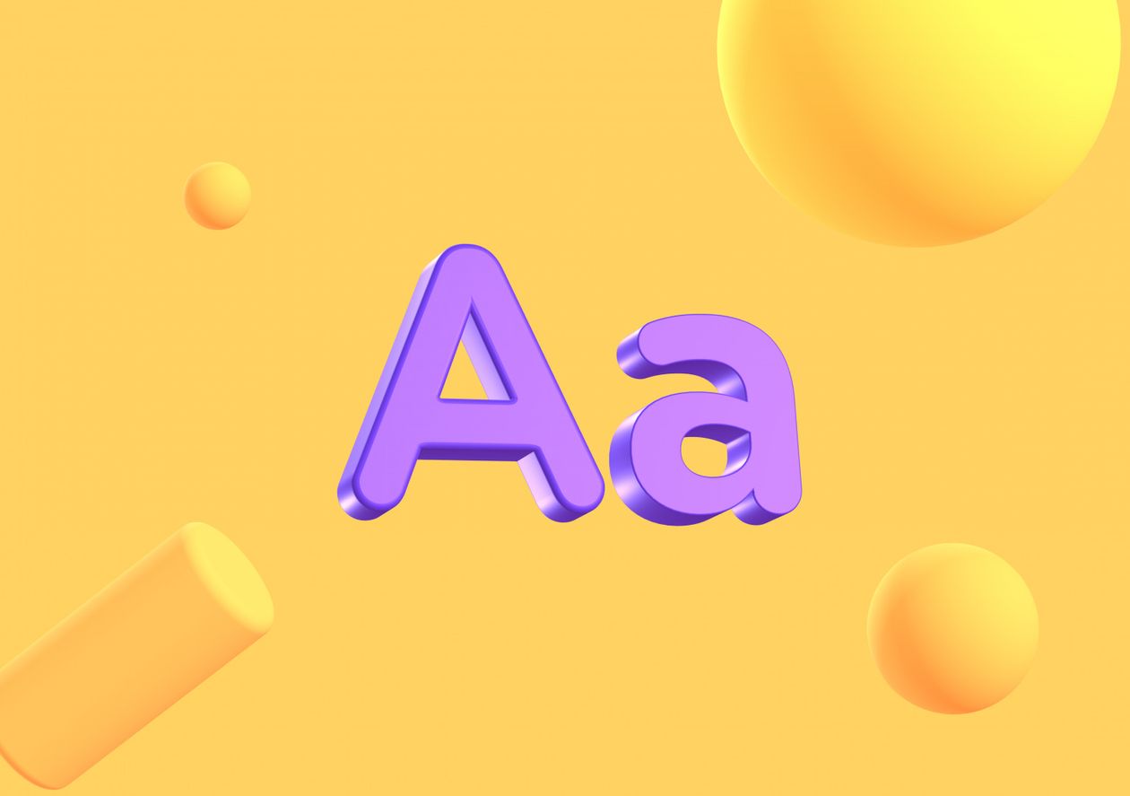 Yellow text scene - 3D illustrations, mockups and icons