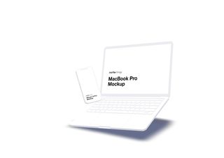 MacBook mockup scene - 3D illustrations, mockups and icons