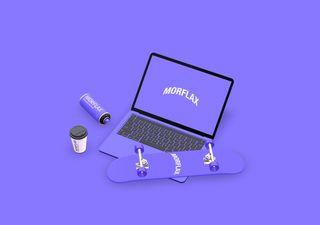 Macbook Desk Mockup - 3D illustrations, mockups and icons