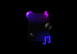 Neon glass card scene - 3D illustrations, mockups and icons