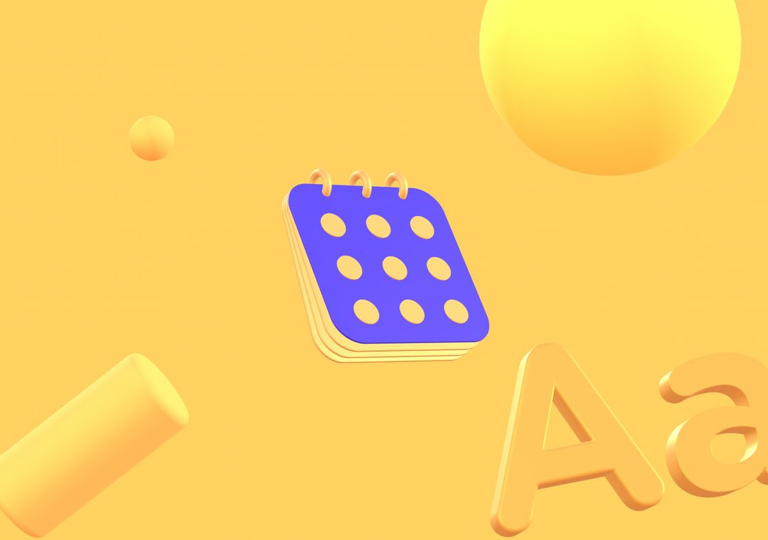 Yellow calendar scene - 3D illustrations, mockups and icons