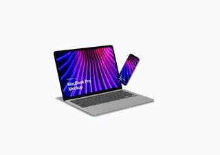 MacBook mockup scene - 3D illustrations, mockups and icons