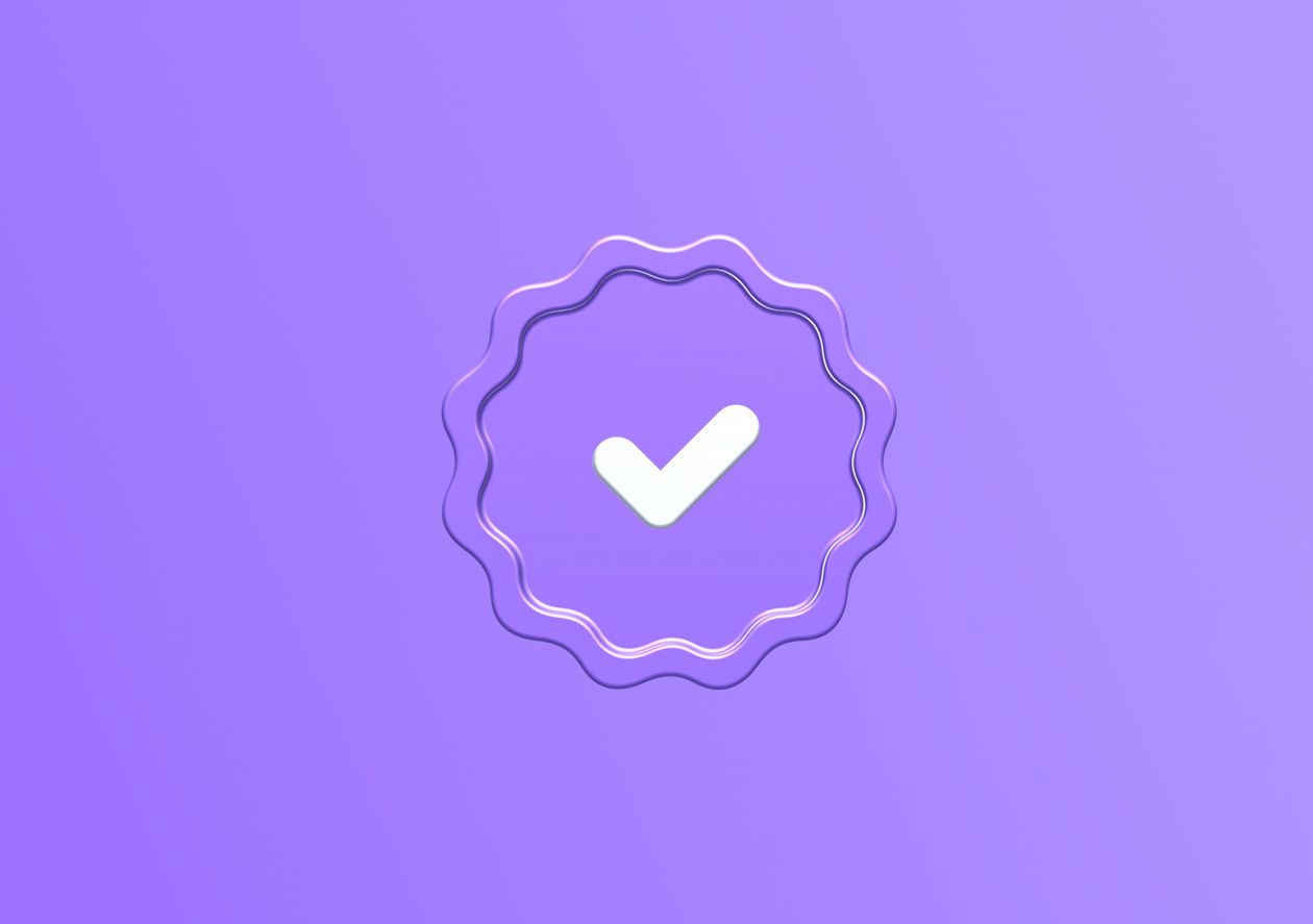 Purple verified - 3D illustrations, mockups and icons
