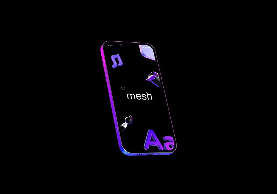 Neon iPhone 13 Mockup - 3D illustrations, mockups and icons
