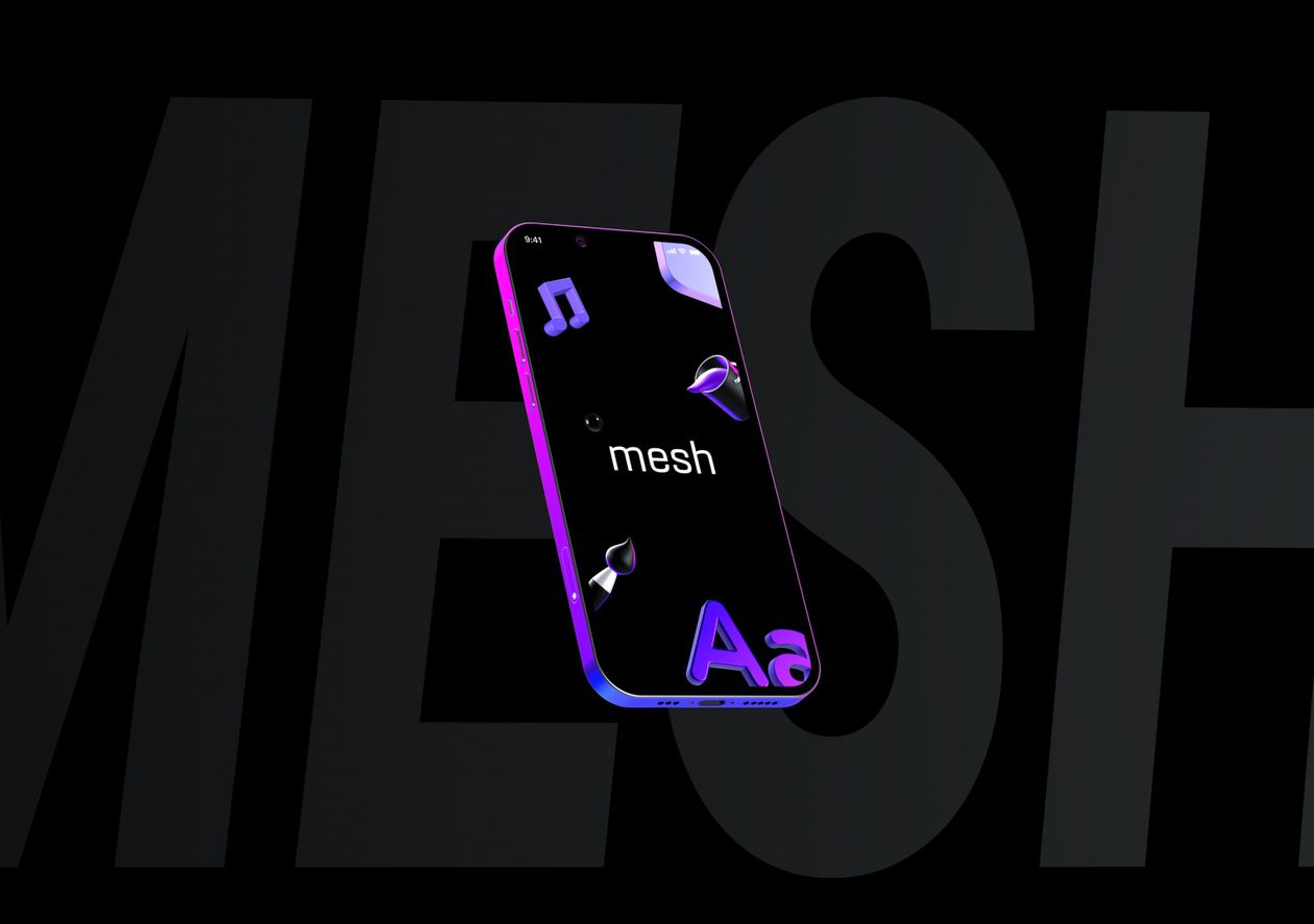 Neon iPhone 13 Scene - 3D illustrations, mockups and icons