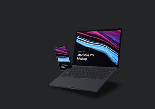 MacBook mockup scene - 3D illustrations, mockups and icons