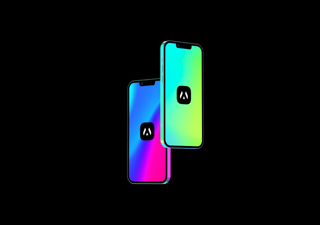 Neon iPhone 13 - 3D illustrations, mockups and icons