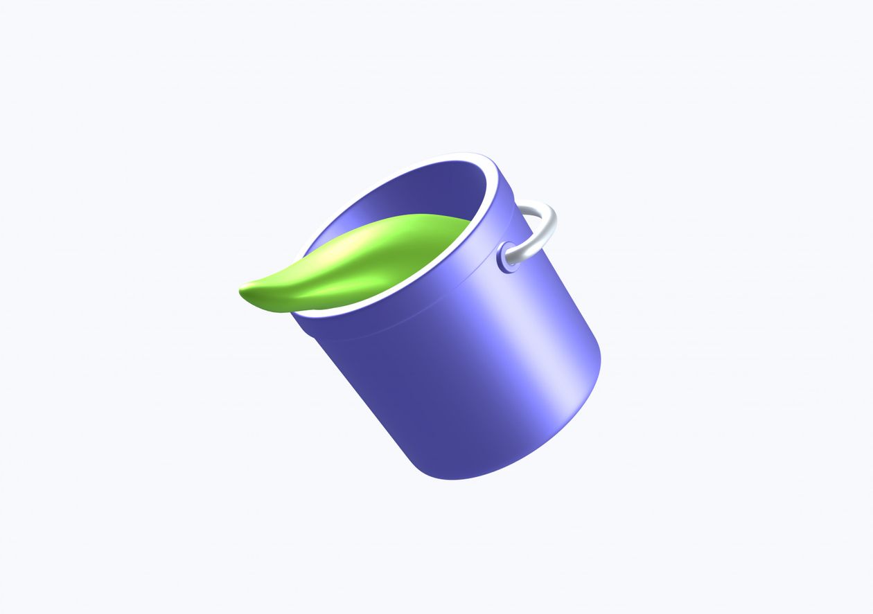 Green Bucket - 3D illustrations, mockups and icons