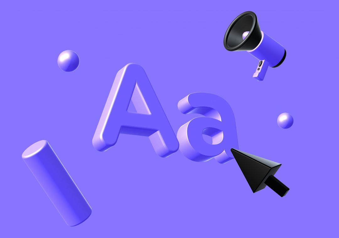 Purple text selection - 3D illustrations, mockups and icons