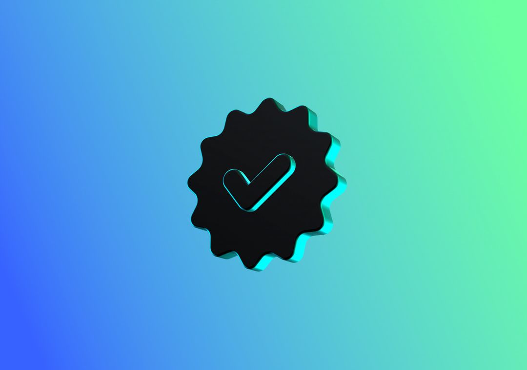 Neon colorful verified icon - 3D illustrations, mockups and icons