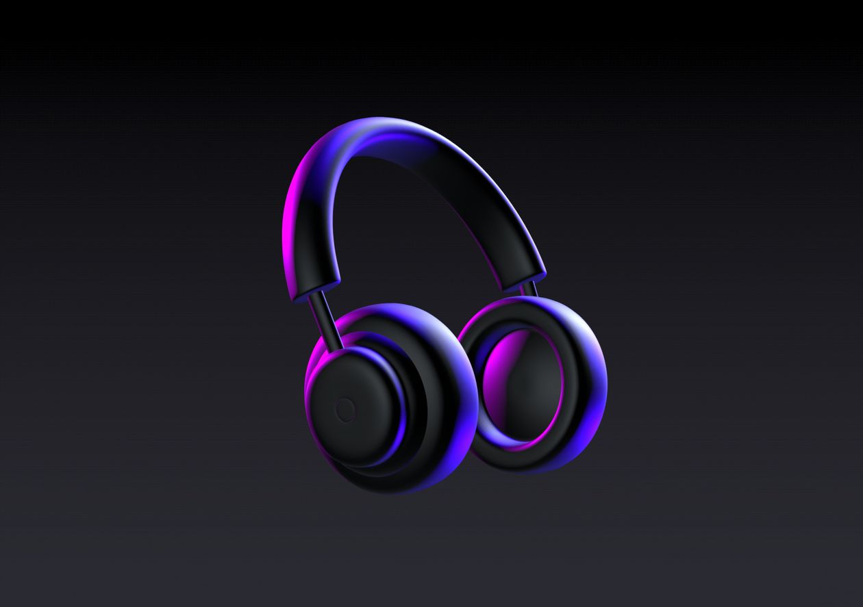 NEON headphones - 3D illustrations, mockups and icons