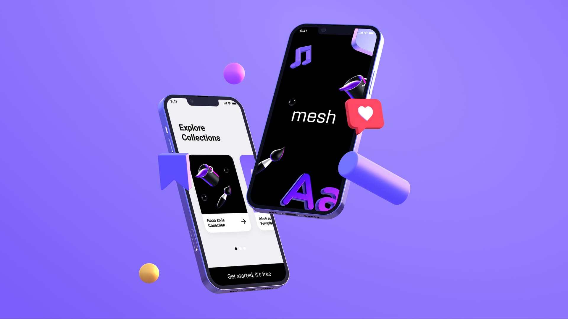 Device mockups together with illustrations